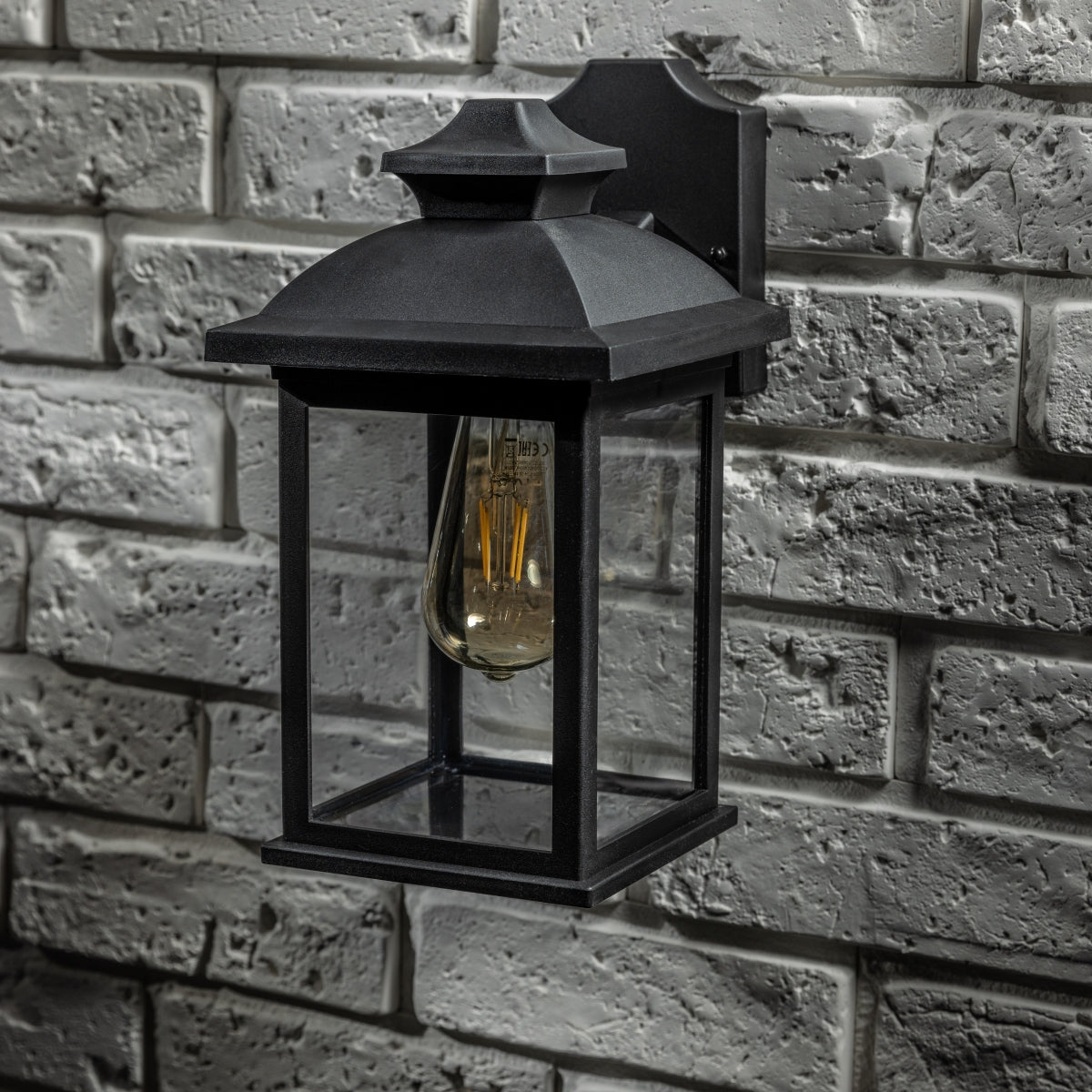 Lillian - CGC Black Rectangle Mounted Outdoor Wall Lantern Light