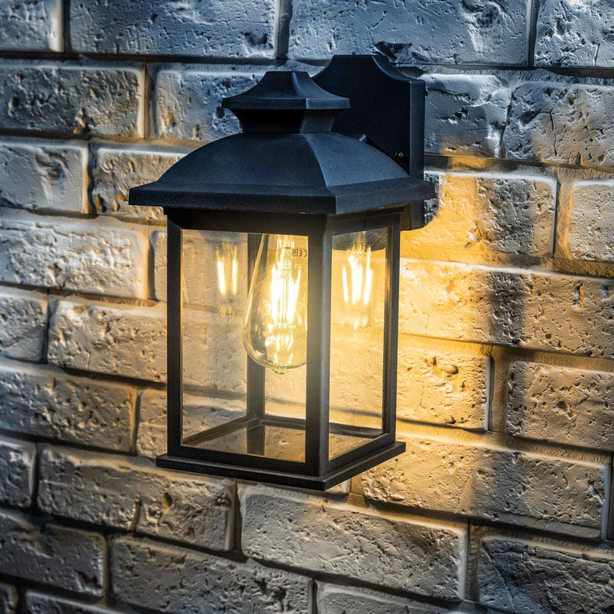 Lillian - CGC Black Rectangle Mounted Outdoor Wall Lantern Light