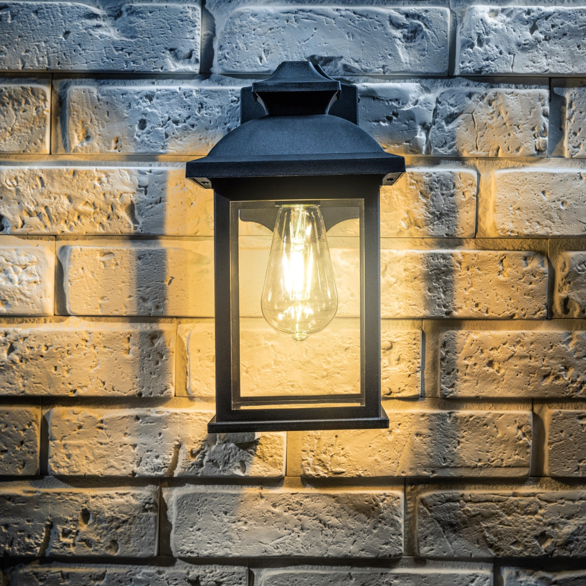 Lillian - CGC Black Rectangle Mounted Outdoor Wall Lantern Light