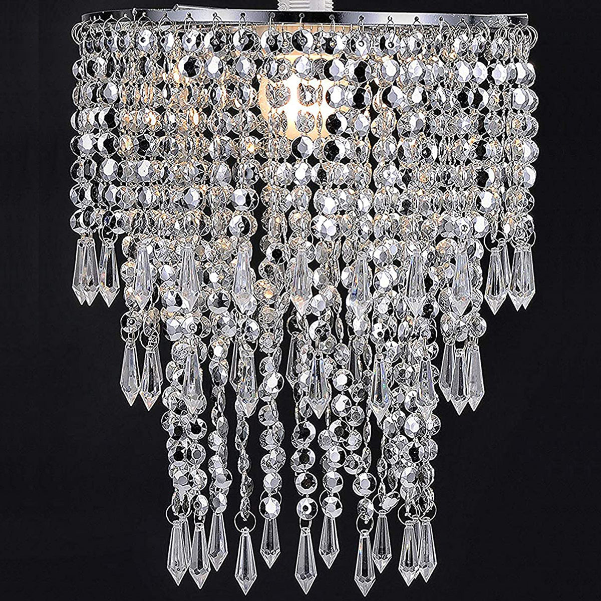 LIZA - CGC Three Tier Large Chandelier Crystal & Chrome Ceiling Light Shade