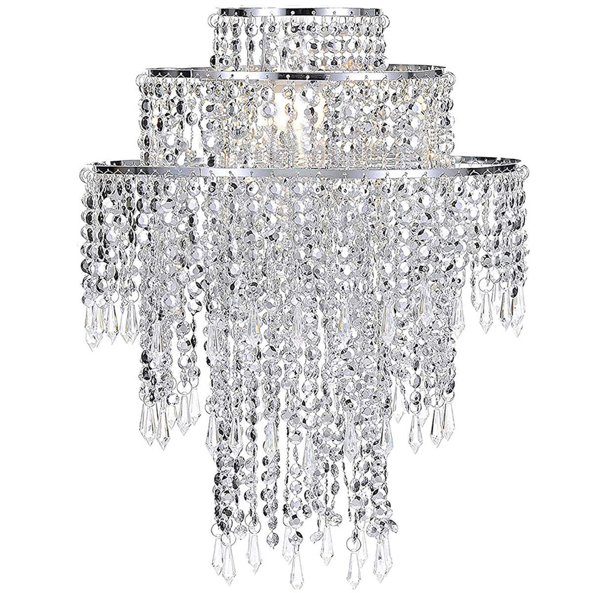 LIZA - CGC Three Tier Extra Large Chandelier Crystal & Chrome Ceiling Light Shade