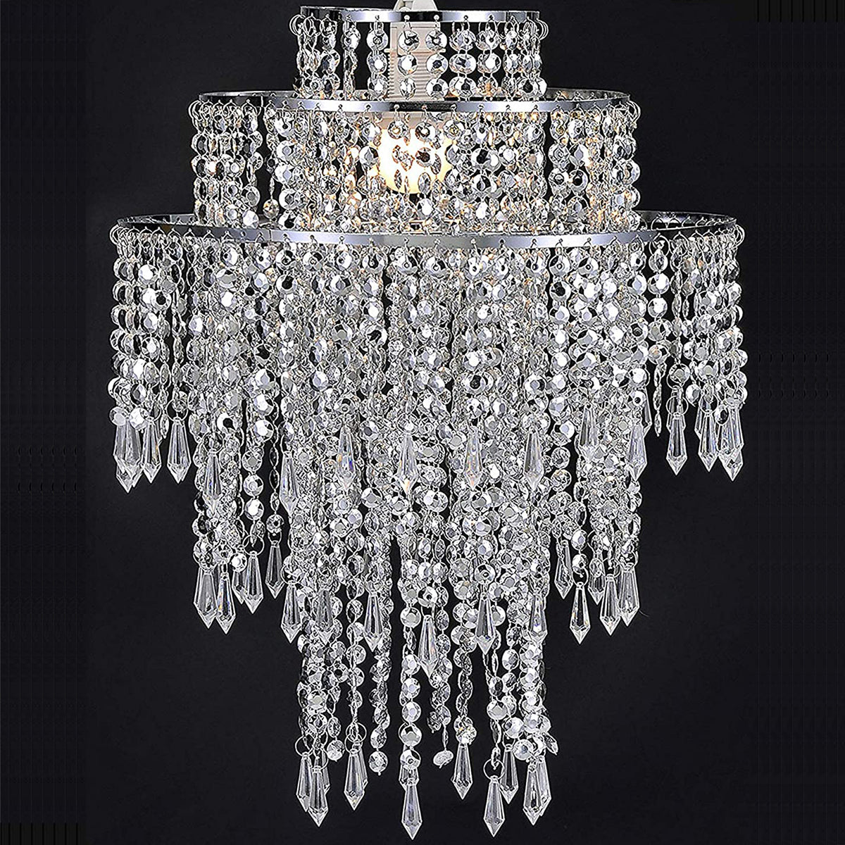 LIZA - CGC Three Tier Extra Large Chandelier Crystal & Chrome Ceiling Light Shade