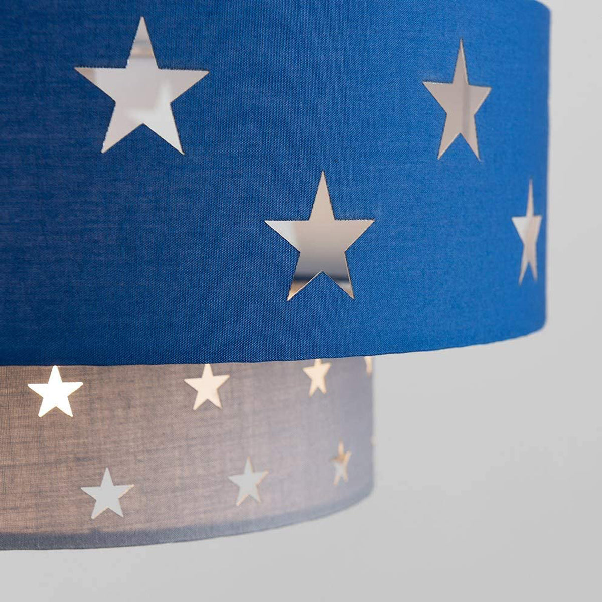 STARLIGHT - CGC Grey & Navy Blue Star Two Tier Easy Fit Lamp Shade