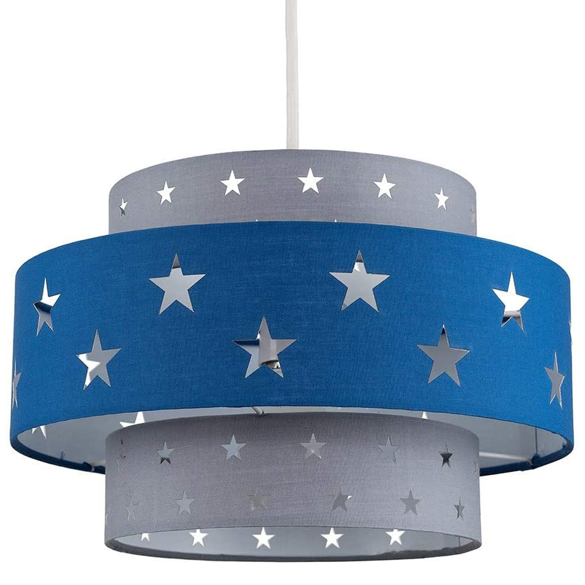 STARLIGHT - CGC Grey & Navy Blue Star Two Tier Easy Fit Lamp Shade