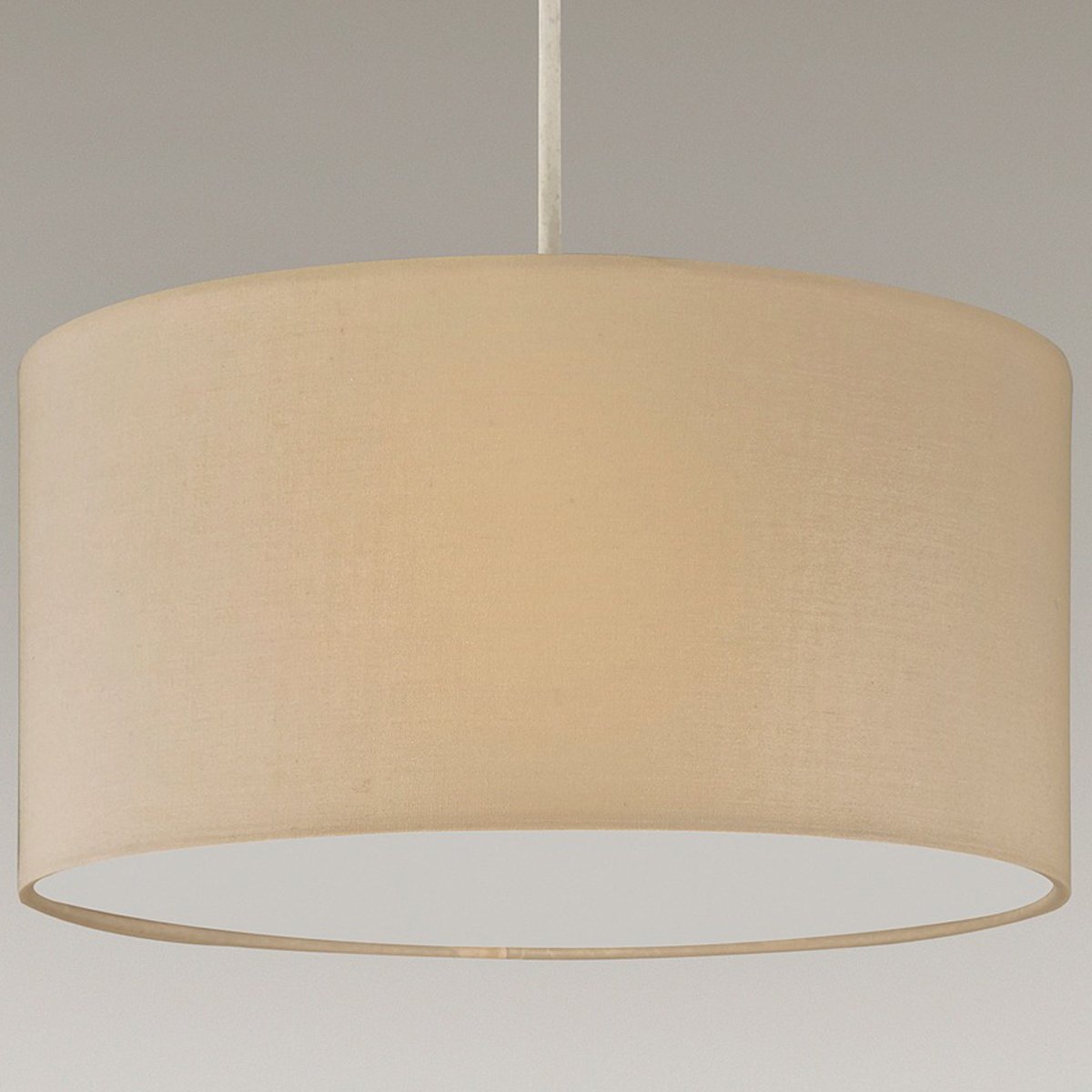 The Lucia is a modern cylinder drum shaped lamp shade in a luxury cotton finish and opal diffuser. This fantastic shade can double up as either a ceiling pendant light shade or table lampshade. Easily fits to your standard ceiling light socket - no wiring required.