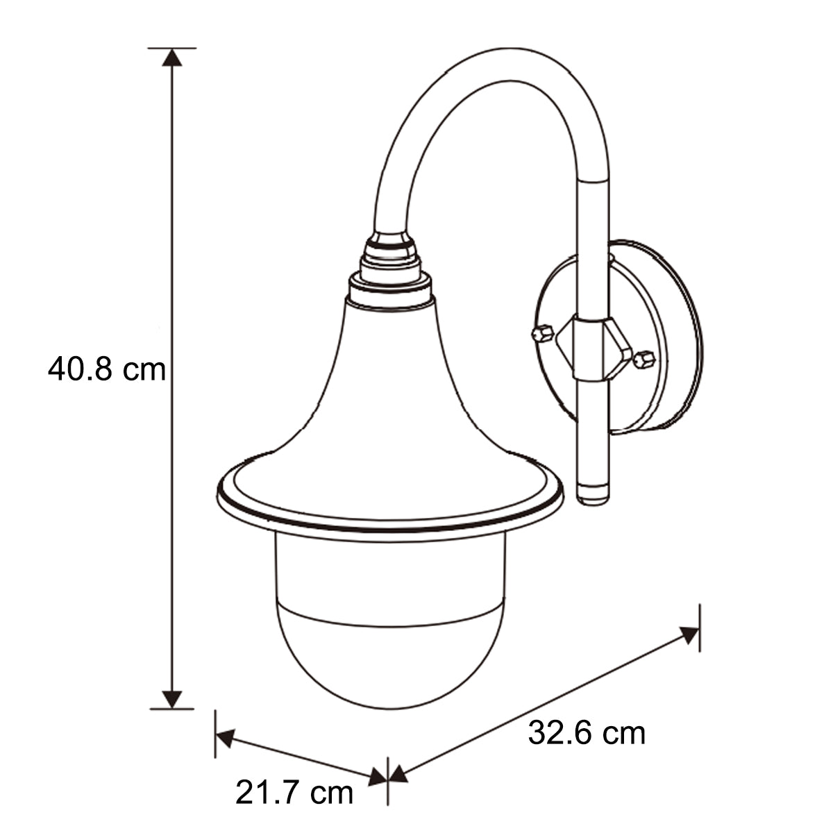 DINAH - CGC Black Traditional Curved Hooked Outdoor Wall Lantern