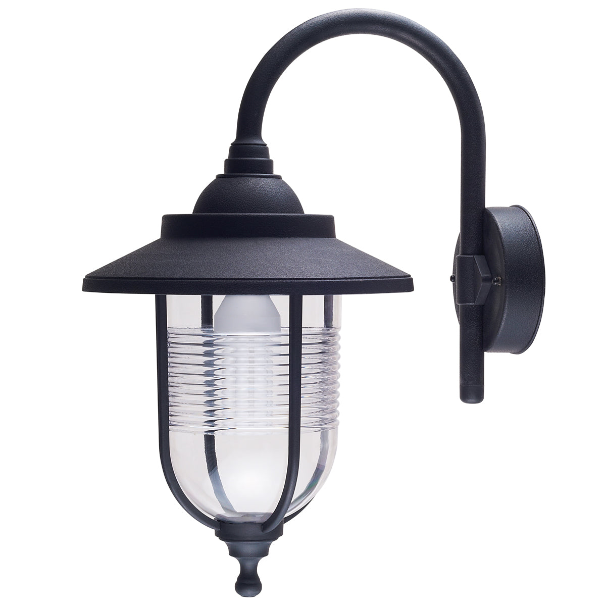 JEMIMA - CGC Black Fisherman Hooked Outdoor Wall Lantern Light