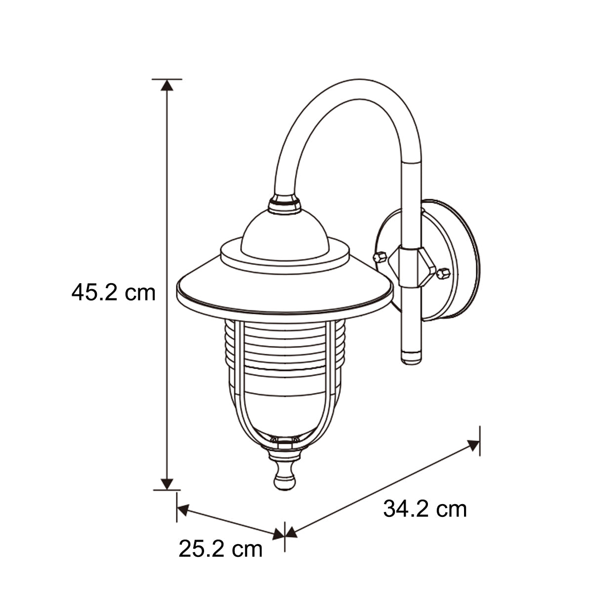 JEMIMA - CGC Black Fisherman Hooked Outdoor Wall Lantern Light