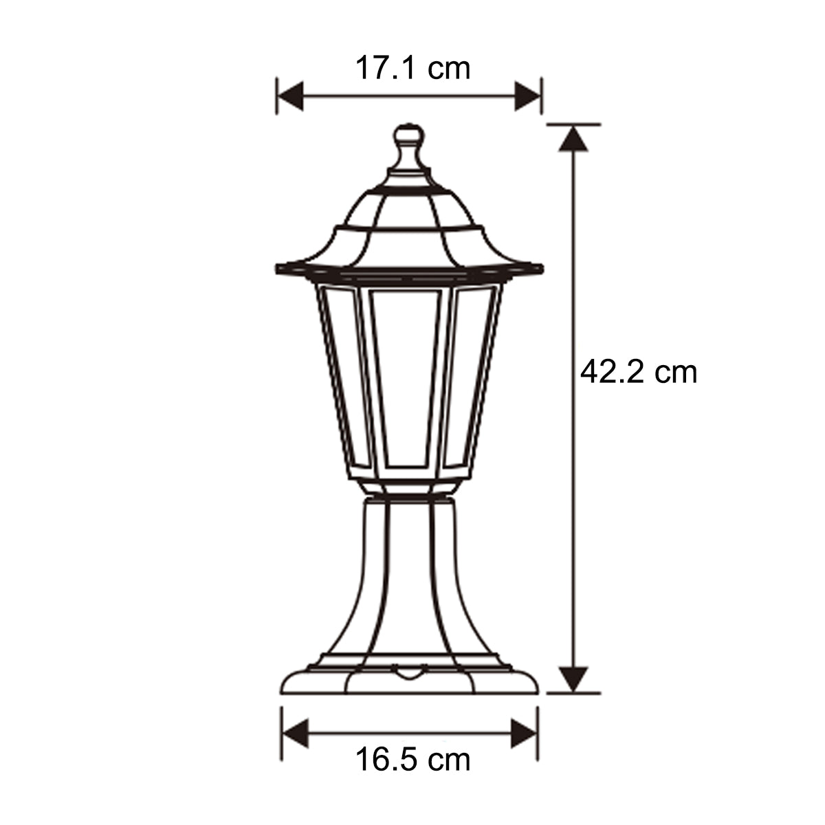 YASMIN - CGC Black Outdoor Traditional Lantern Style Medium Post Light