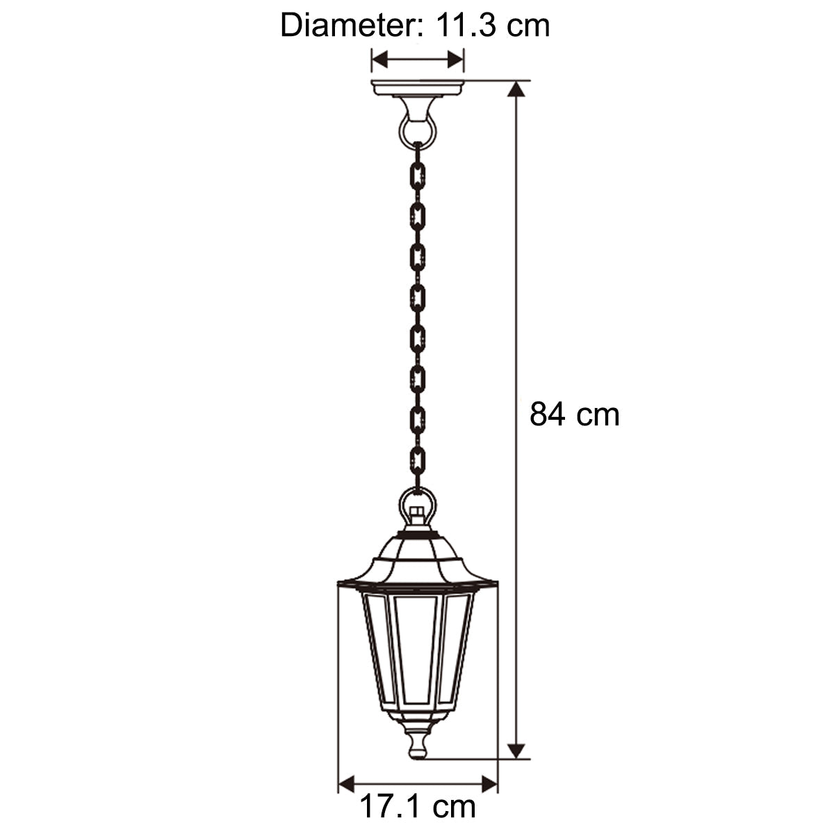 YASMIN - CGC Black Outdoor Traditional Lantern Style Hanging Light