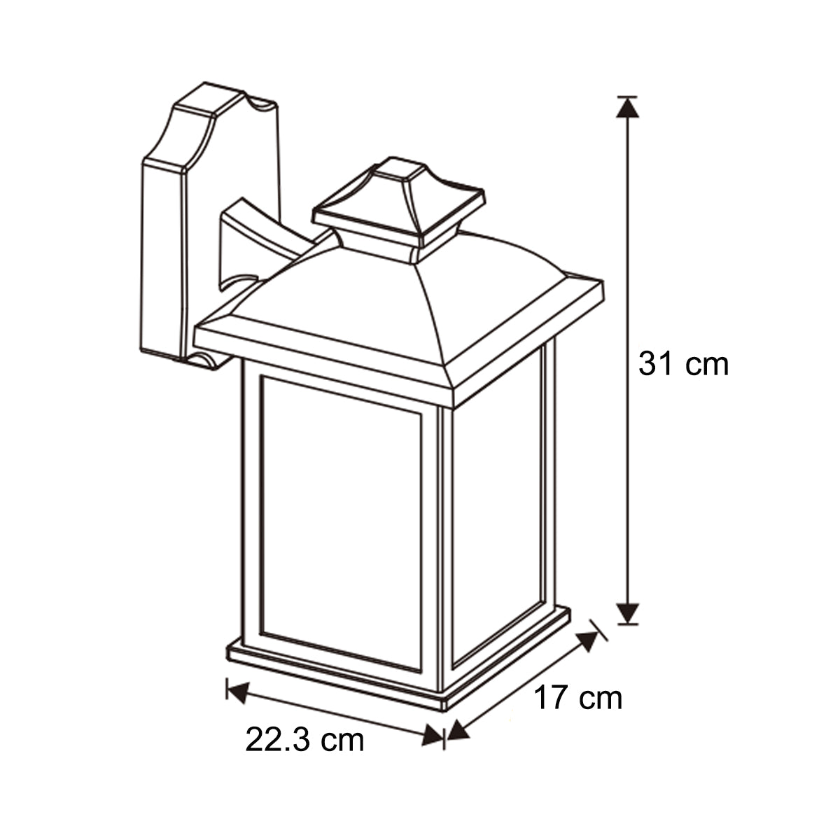 Lillian - CGC Black Rectangle Mounted Outdoor Wall Lantern Light