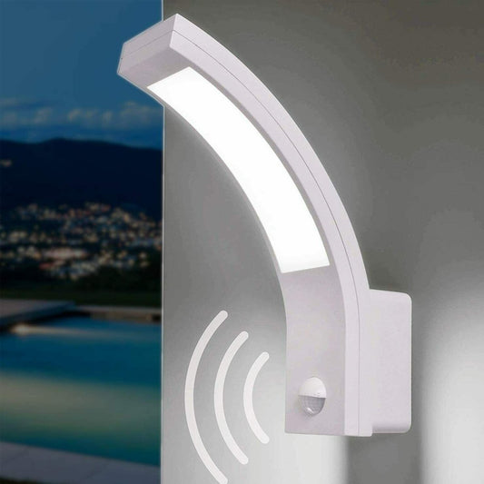 PARIS - CGC White LED Curved Outdoor Wall Light With Motion Sensor