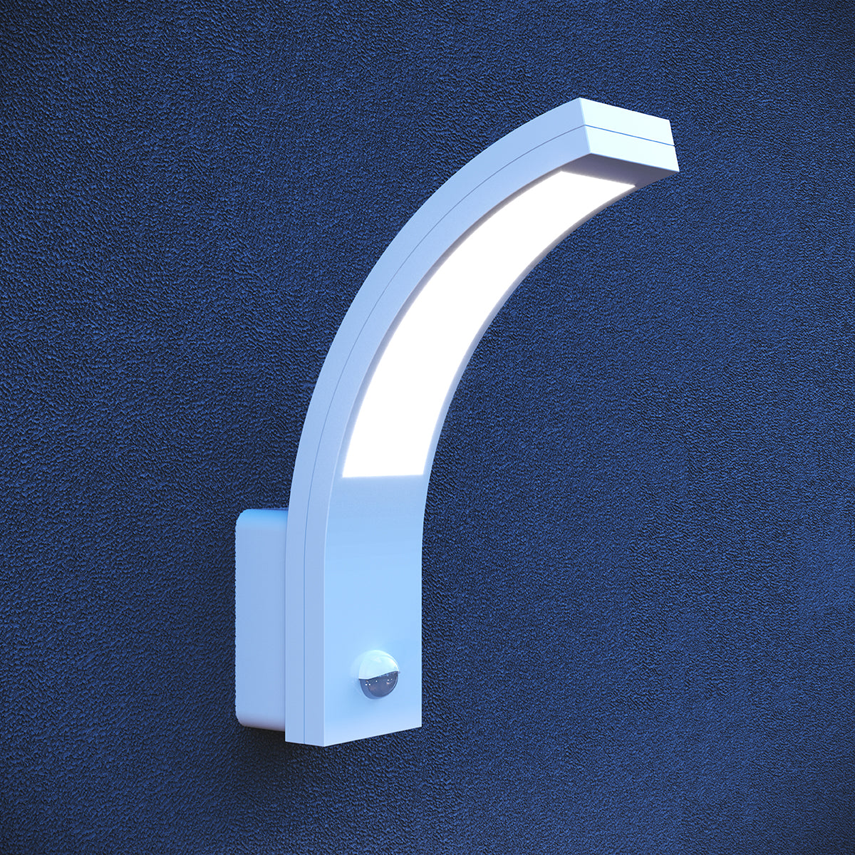 PARIS - CGC White LED Curved Outdoor Wall Light With Motion Sensor