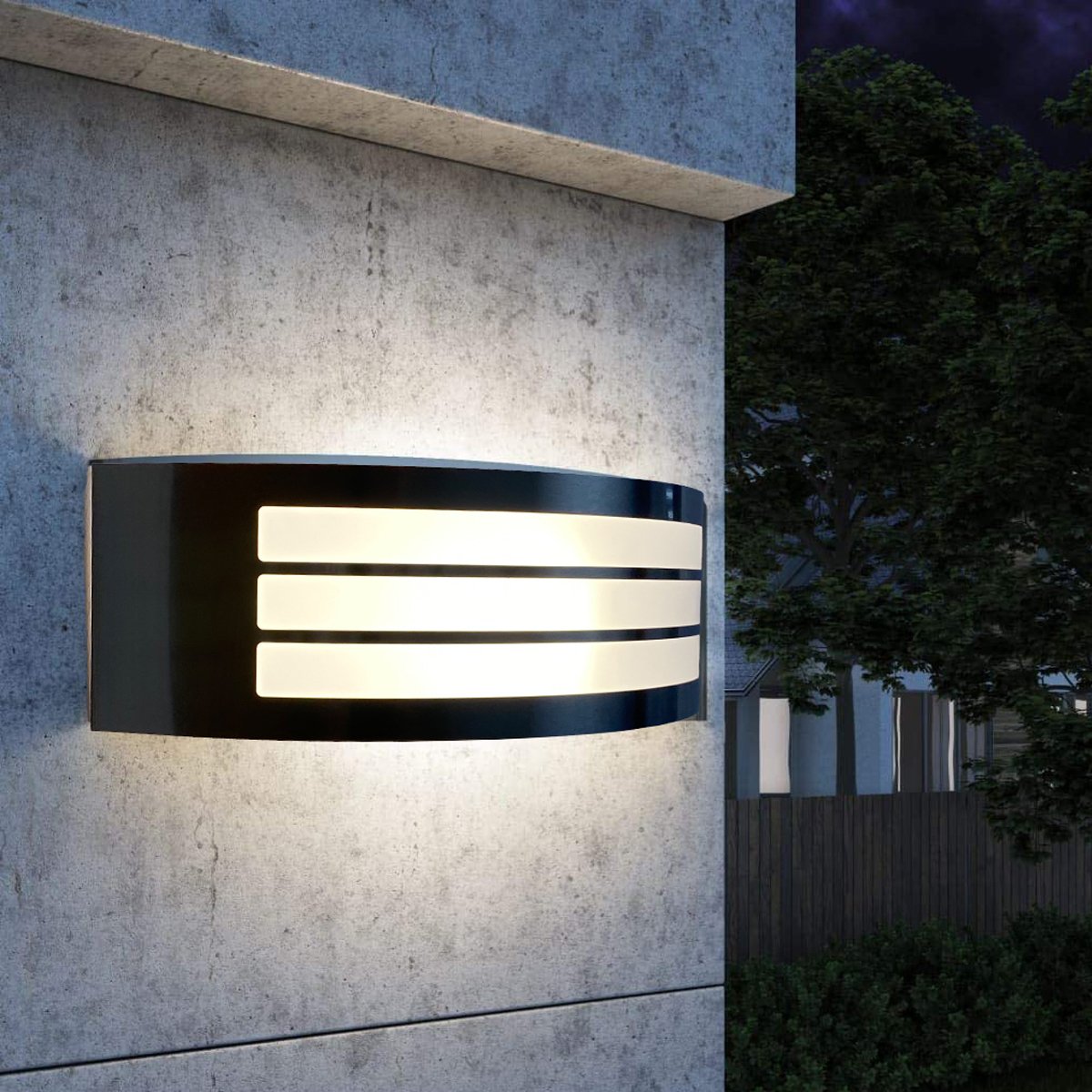 STRIKER - Black Curved Arc Outdoor Wall Light