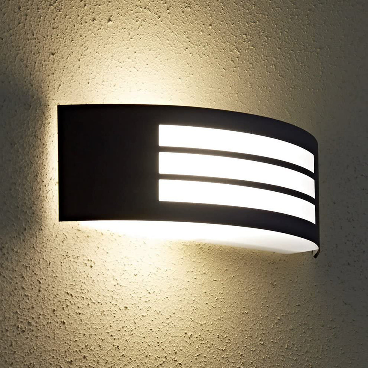 STRIKER - Black Curved Arc Outdoor Wall Light