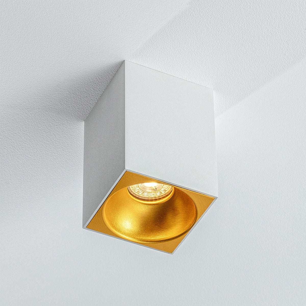 SANDRA - CGC White Square Single Spotlight With Gold Reflector