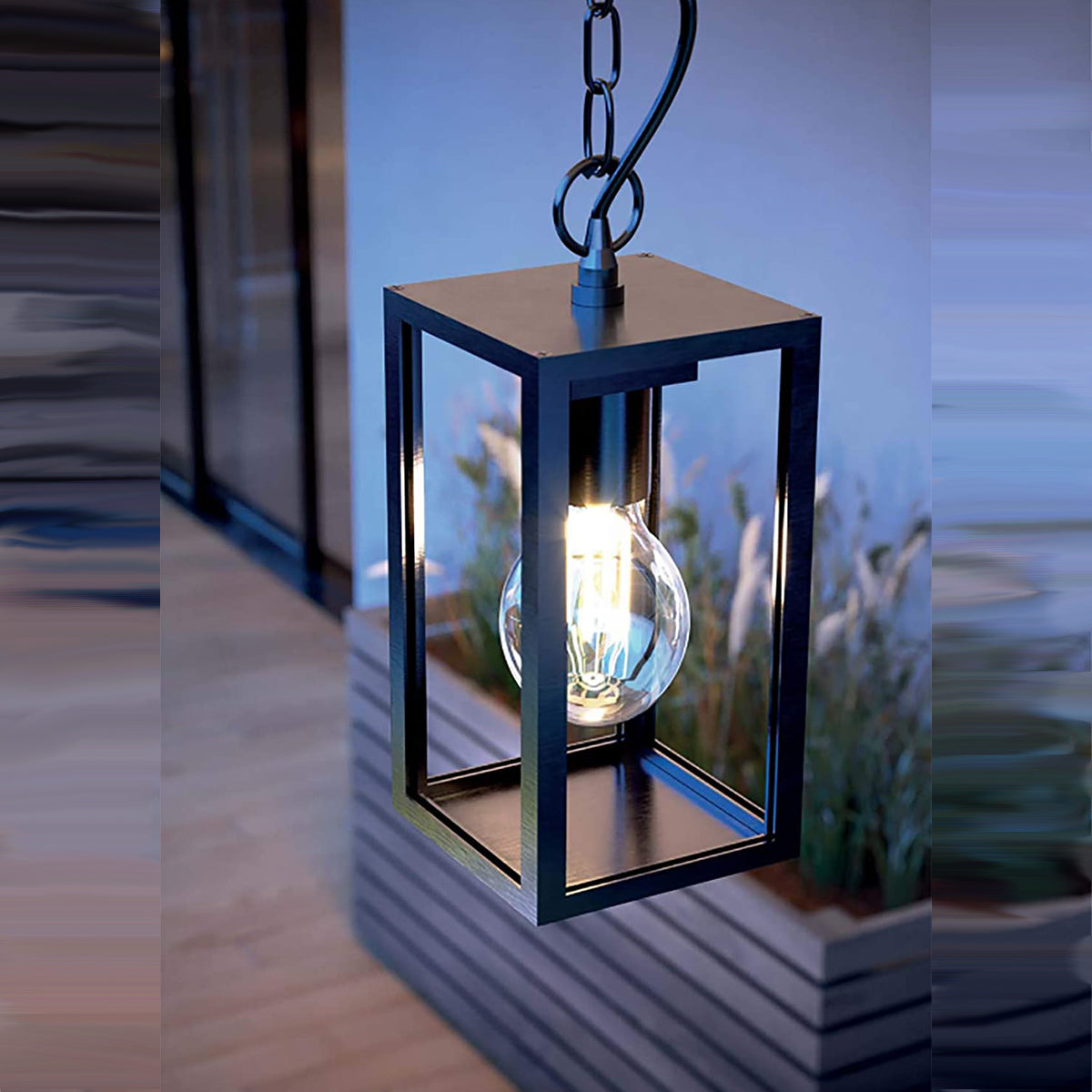 SIENNA - CGC Black Hanging Outdoor Porch Lantern Ceiling Light